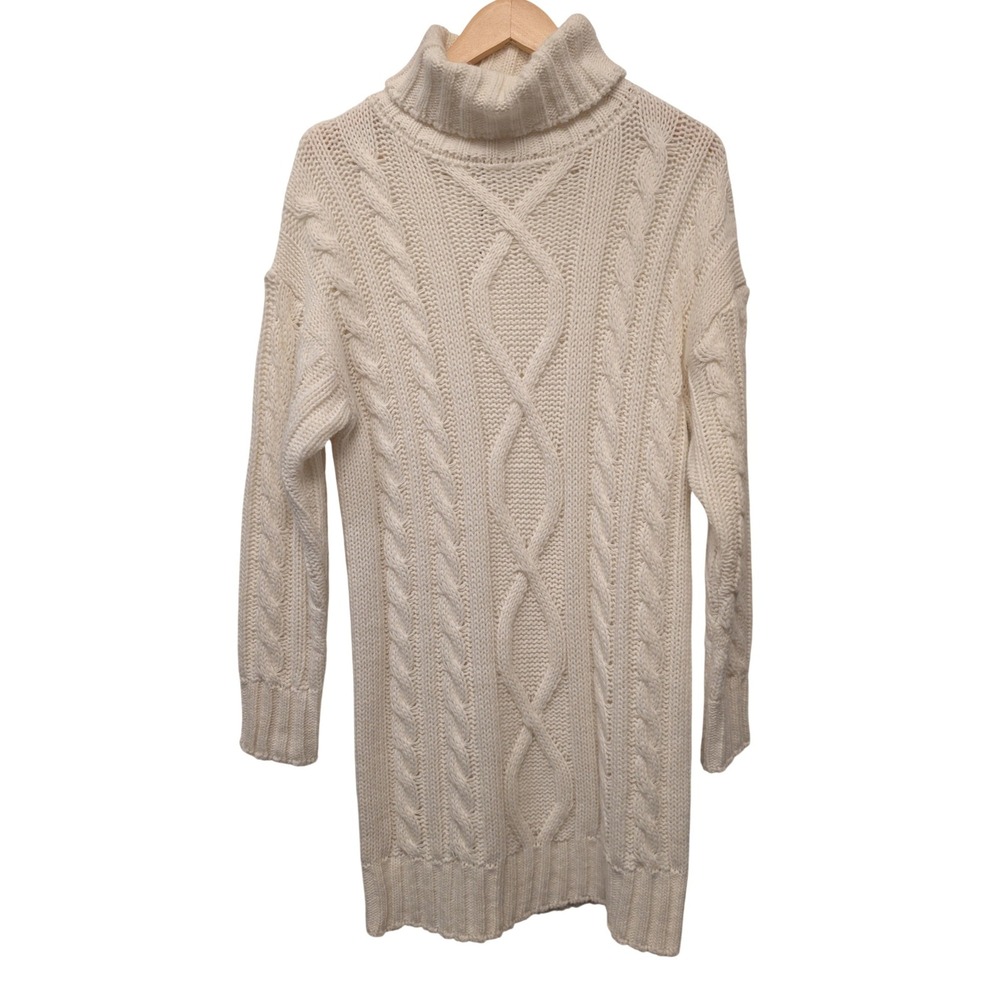 Pietro Brunelli Milano Maternity Cable Knit Turtleneck Sweater Dress Winter Chic